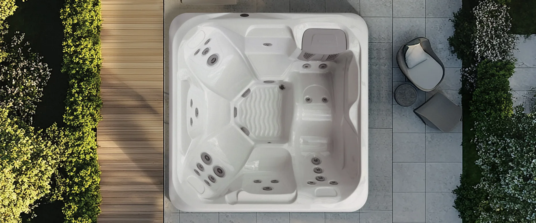 Aquasolus Vacation Cypress holiday let on rental decking top down